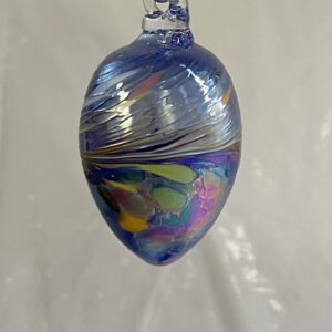 Glasei mundgeblasen zum hängen blau bunt OP Osterdekoration Höhe 8,5 cm Durchmesser 4,8 cm