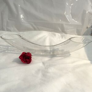 Klare Liege Glas Vase mundgeblasen Länge ca. 34 cm Durchmesser ca. 6 cm mit einer Öffnung von ca. 6 cm Höhe ca. 8 cm