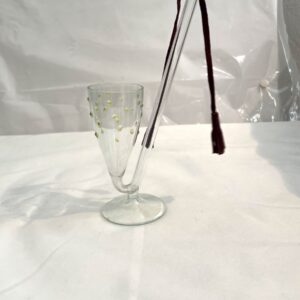 Schnapspfeife Glaspfeife mundgeblasen Höhe ca. 17 cm Breite 8 cm Klarglas mit gelbe Punkte