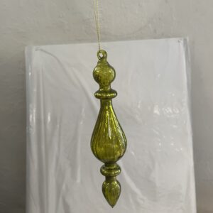 Glastropfen mundgeblasen zum hängen grünes Glas mit Silbereffekt, Bauernsilber Länge ca. 18 cm Durchmesser 4 cm (Kopie)