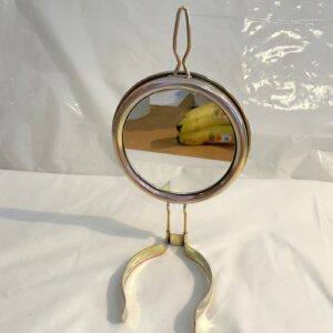 Spiegelhalterung mit Spiegel für mittlere Öllampe mit Spiegel Ø 8 cm Höhe 15 cm mit Federhalterung aus Metall goldfarben