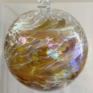 Kugel zum hängen bunte Glaskugel amber meliert klar mundgeblasenes Kristallglas Durchmesser ca. 10 cm