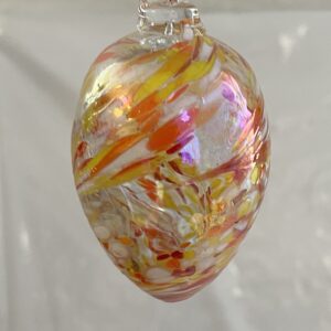 Glasei mundgeblasen zum hängen orange klar OP Osterdekoration Höhe 8,5 cm Durchmesser 4,8 cm