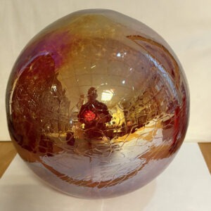XXl Glas Kugel bunt zum hinstellen Durchmesser ca. 27 cm ausgefallenes XL Glas Design Objekt mundgeblasener Riesen Kristallglas Ball Bodenkugel