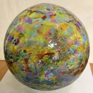 Kugel zum hinstellen bunte Glaskugel bunt Raumdekoration ausgefallenes Objekt mundgeblasenes Kristallglas Durchmesser ca. 27 cm