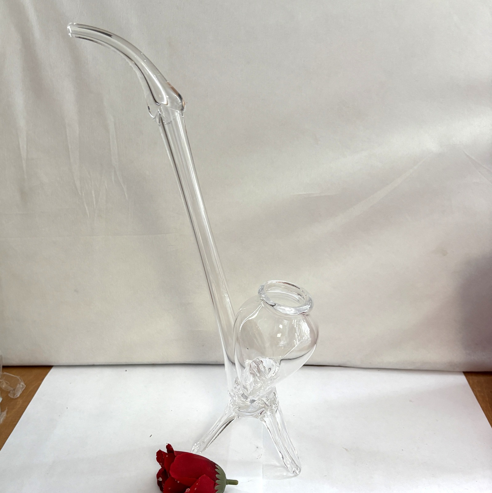 Schnapspfeife klares Kristall Glas Höhe 24-29 cm Breite 14 cm bis 16 cm mundgeblasen